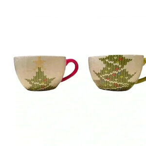 Set of 2 Threshold Sweater Detail Christmas Tree Mugs